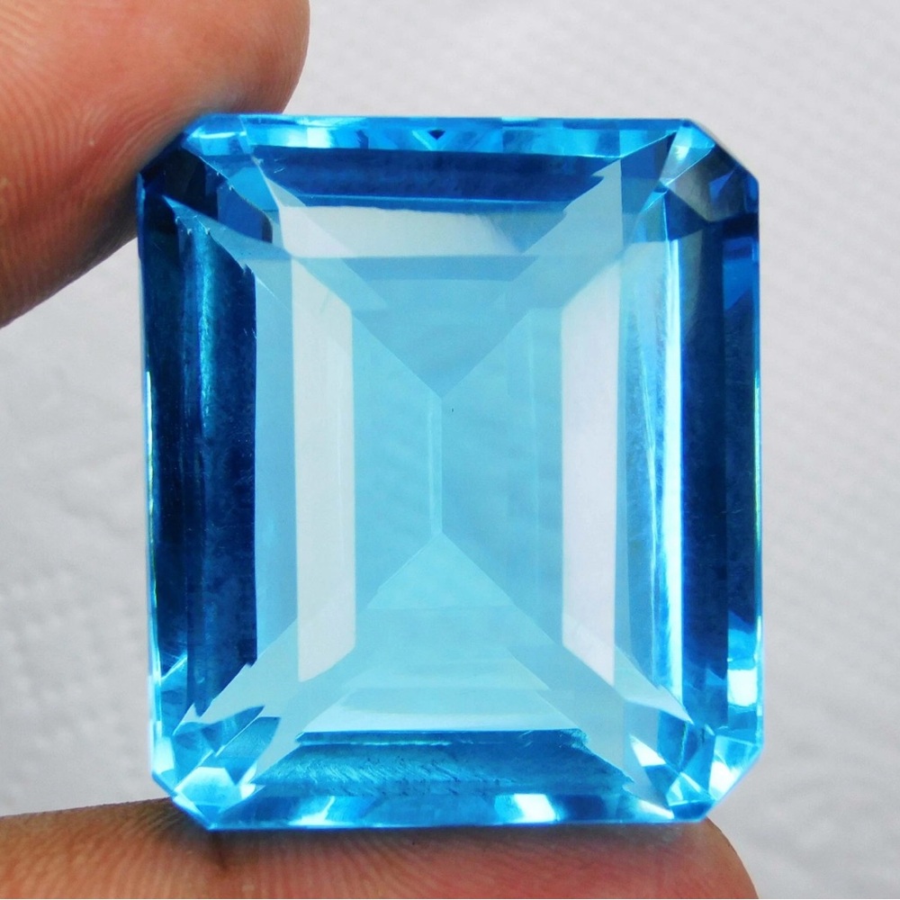 Vibrant Blue 138.70 ct, Certified Natural Rectangular Topaz